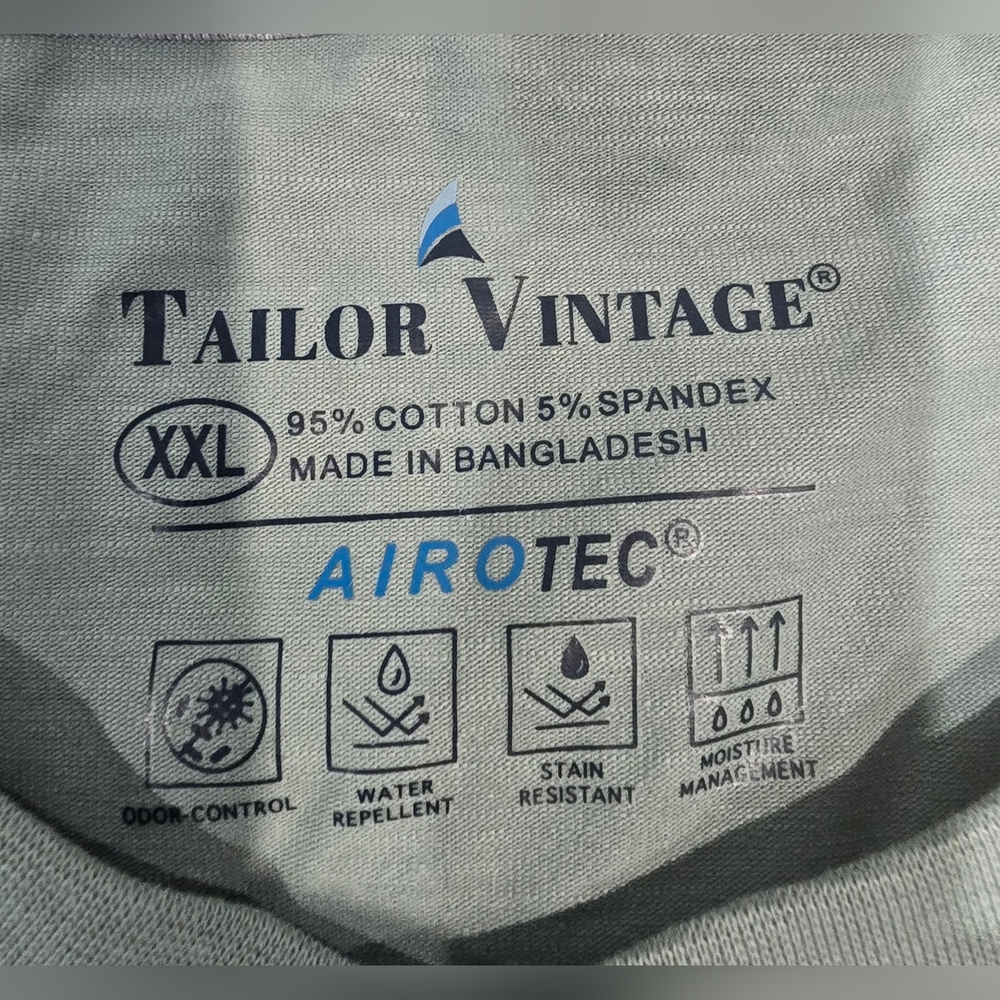 Tailor Vintage Men's Airotec Performance Polo Size XXL In Sage Green - Picture 2 of 7